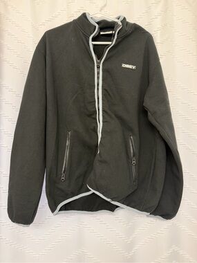 Obey Black Lightweight Zip Jacket with Contrast Trim